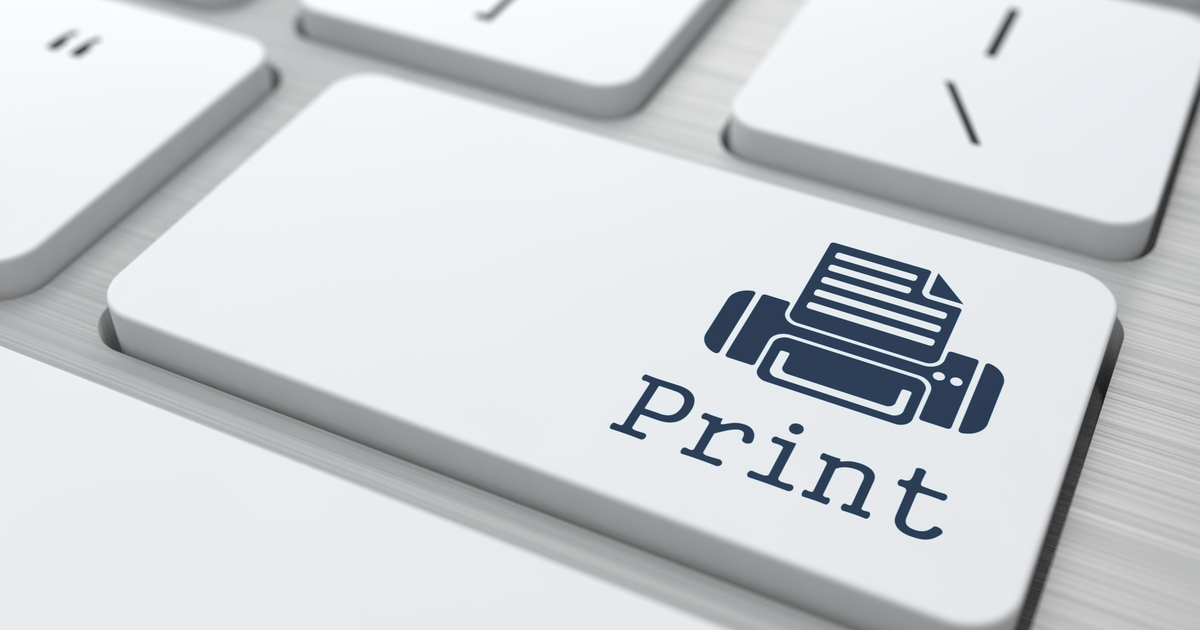 Die graue Schaltfläche "Print" auf einer modernen Computertastatur.
